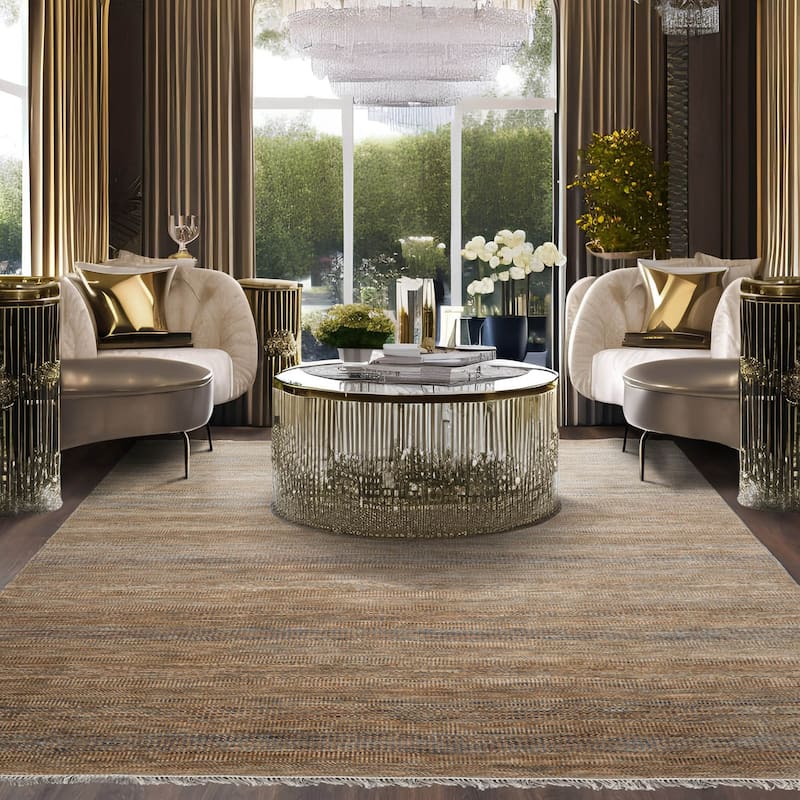 Moss Tibetan Wool & Bamboo Silk Hand Knotted Rug Geometric Style - 8' x 10'