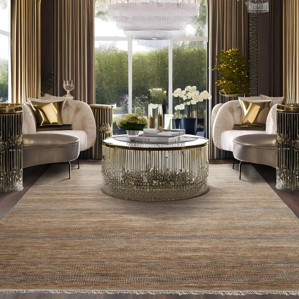 Moss Tibetan Wool & Bamboo Silk Hand Knotted Rug Geometric Style - 8' x 10'