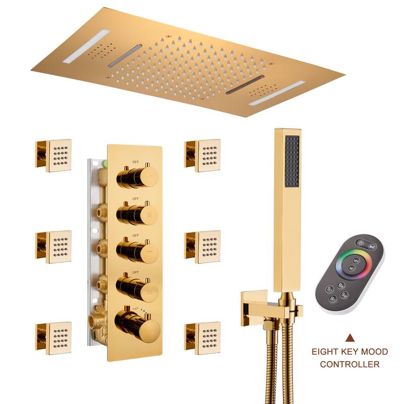 64 Colors LED Light and Music Ceiling Mounted Thermostatic Shower System