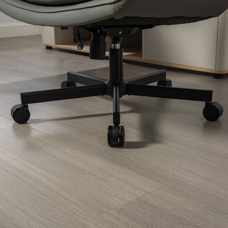 Criss Cross Chair with Adjustable Armrests Wheels Headrest, PU Lounge Vanity Desk Chair with Wide Seat, Swivel Office Chairs