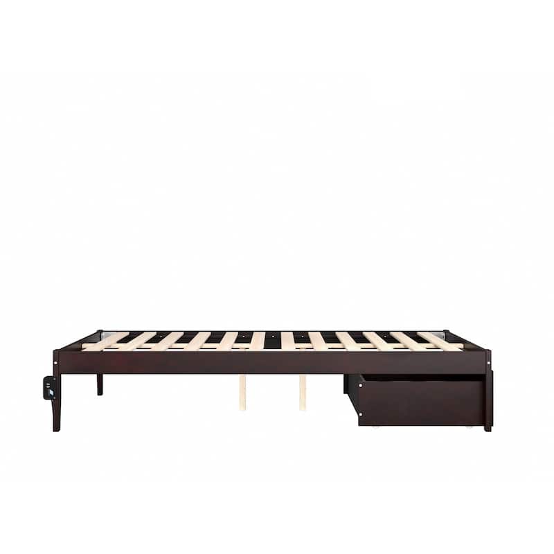 Full Size Bed with Storage Drawer - Classic Comfort Espresso Finish