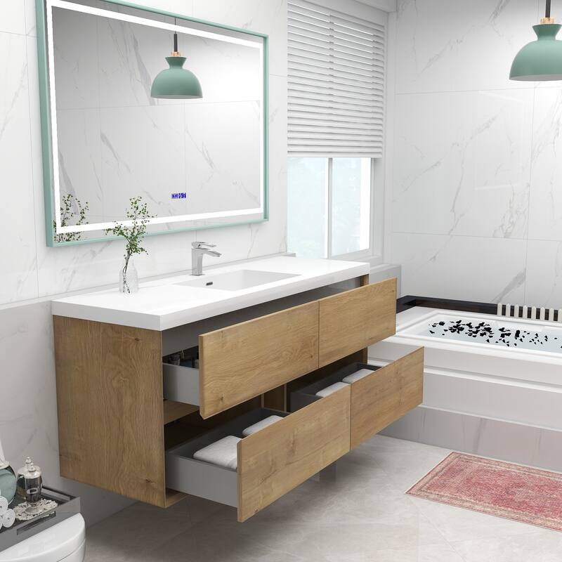 Selina 60" Wall Mounted Vanity with Single Sink - 60