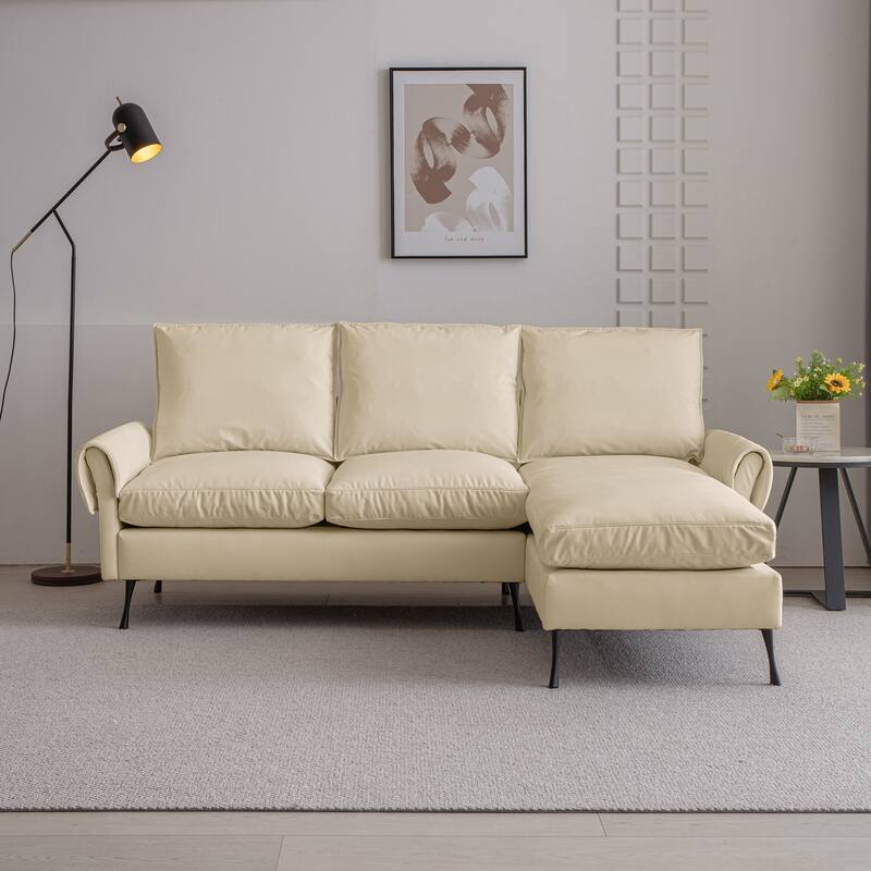 81" Modern Modular Technical Leather L-Shaped Sofa with Reversible Lounge