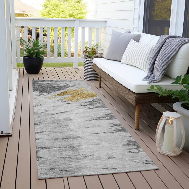 Machine Washable Indoor/ Outdoor Chantille Tie Dye Modern Rug