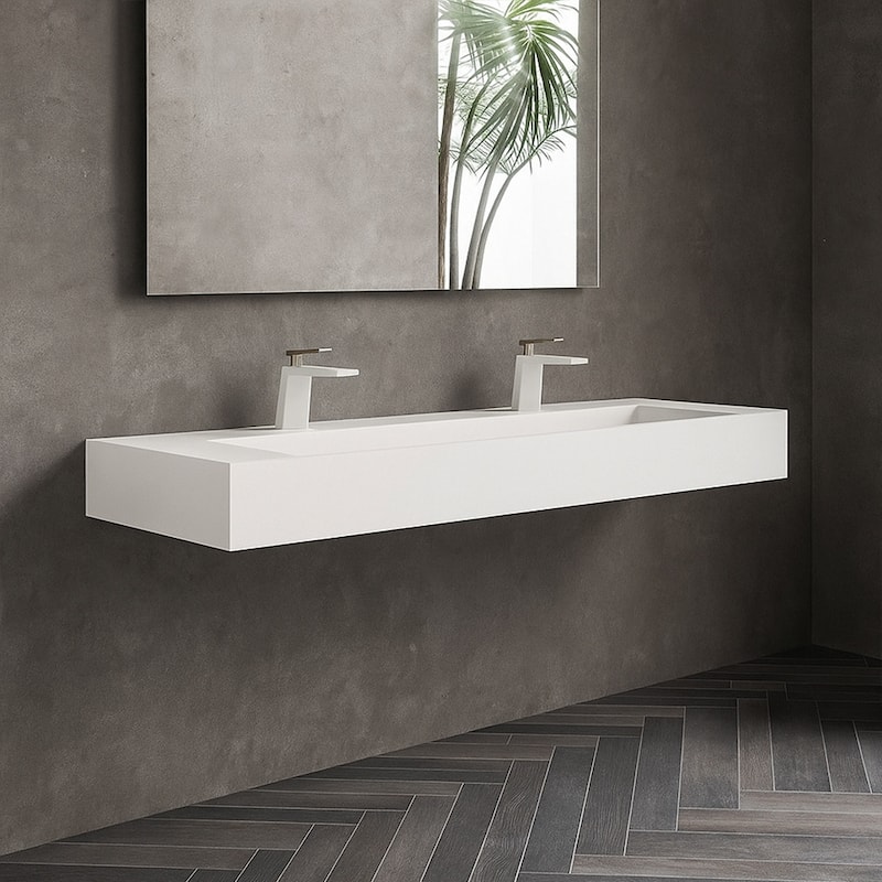 Pyramid 60-Inch Solid Surface Bathroom Vanity Top - 60"