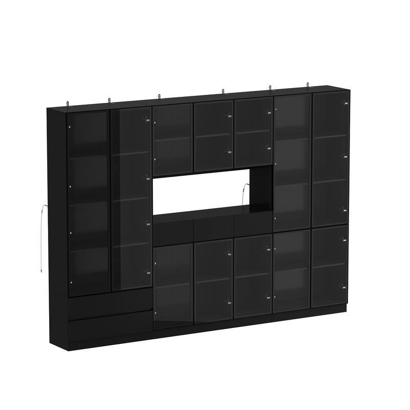 Tall Modular Display Storage Cabinet Bookcase w/Light Home Office