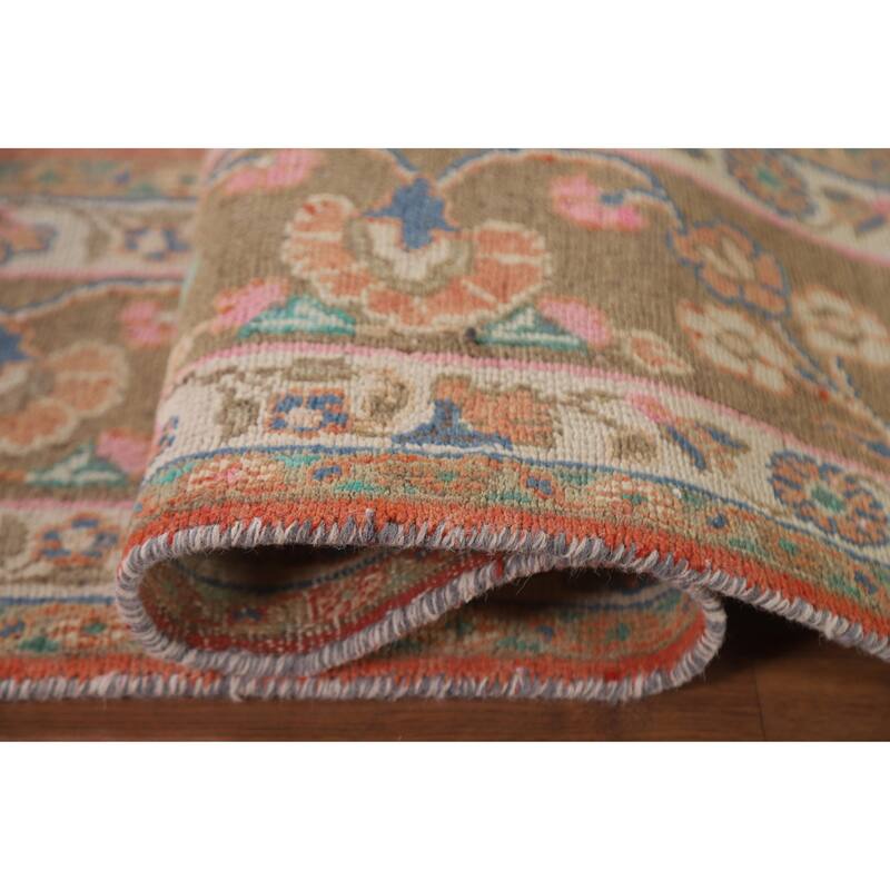 Hand Knotted Oriental 100% Wool Carpet Traditional Floral Coral Mashad Area Rug - 10' 7'' X 8' 0''