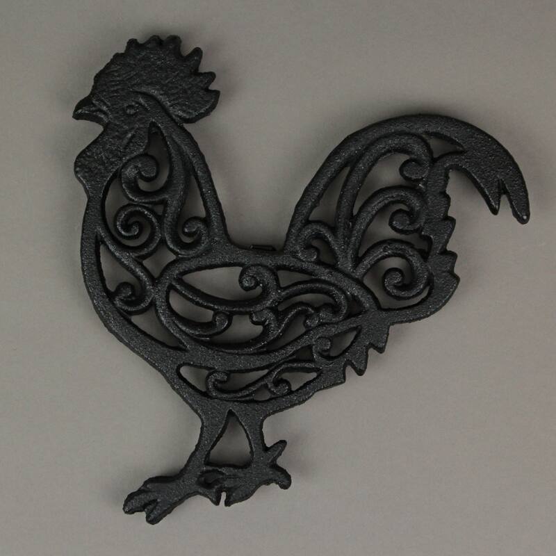 Zeckos Black Cast Iron Farm Animal Kitchen Trivets (Set Of 3) - 0.5 X 9 X 9.25 inches
