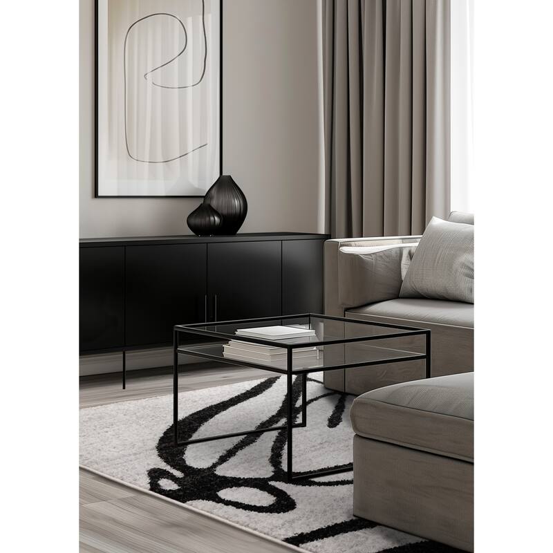 Ellis Collection - Modern Swirls Grey Black Area Rug