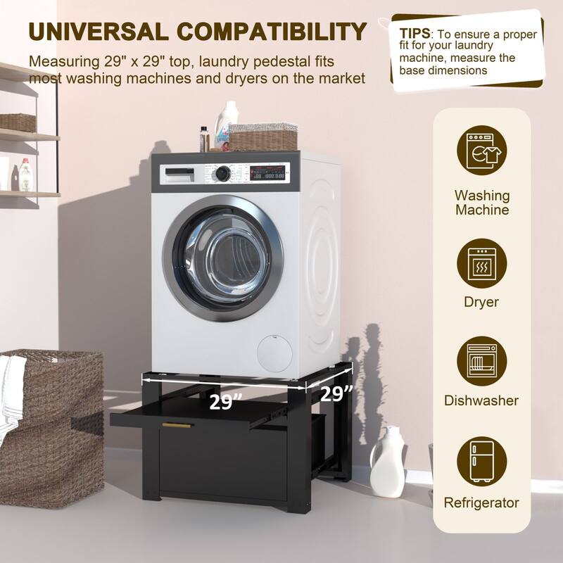 VEIKOUS Laundry Pedestal for Washer and Dryer with Large Capacity Drawer
