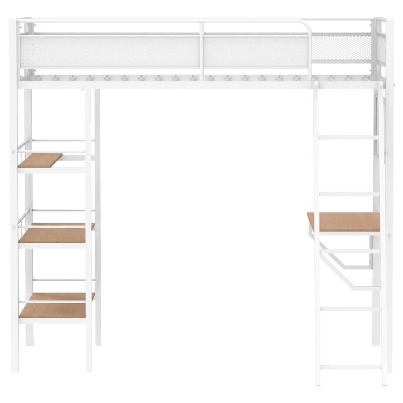 Campus 3-shelf Metal Twin Workstation Loft Bed