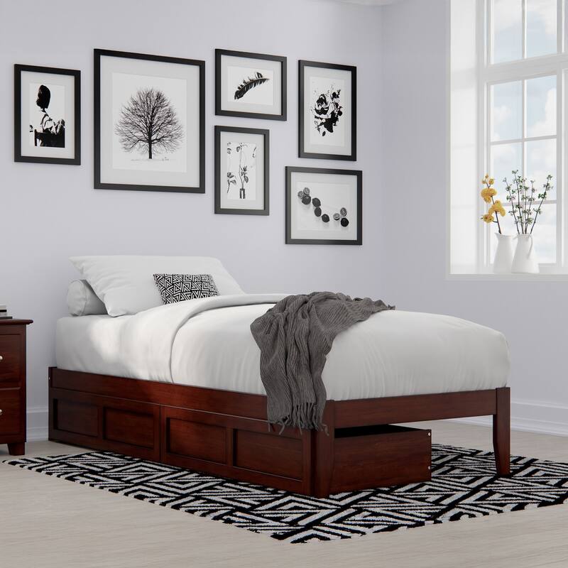 AFI Colorado Platform Bed with Storage Drawers - Walnut - Twin XL