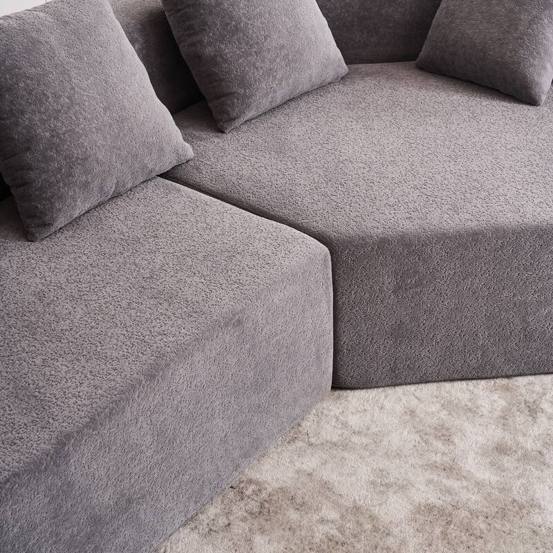 Special Shape Sleeper Sofa Chenille Floor Couch Deep Seat Recliner