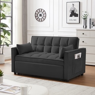 Modern Velvet Loveseat Futon Sofa Pull out Bed Love Seat Lounge