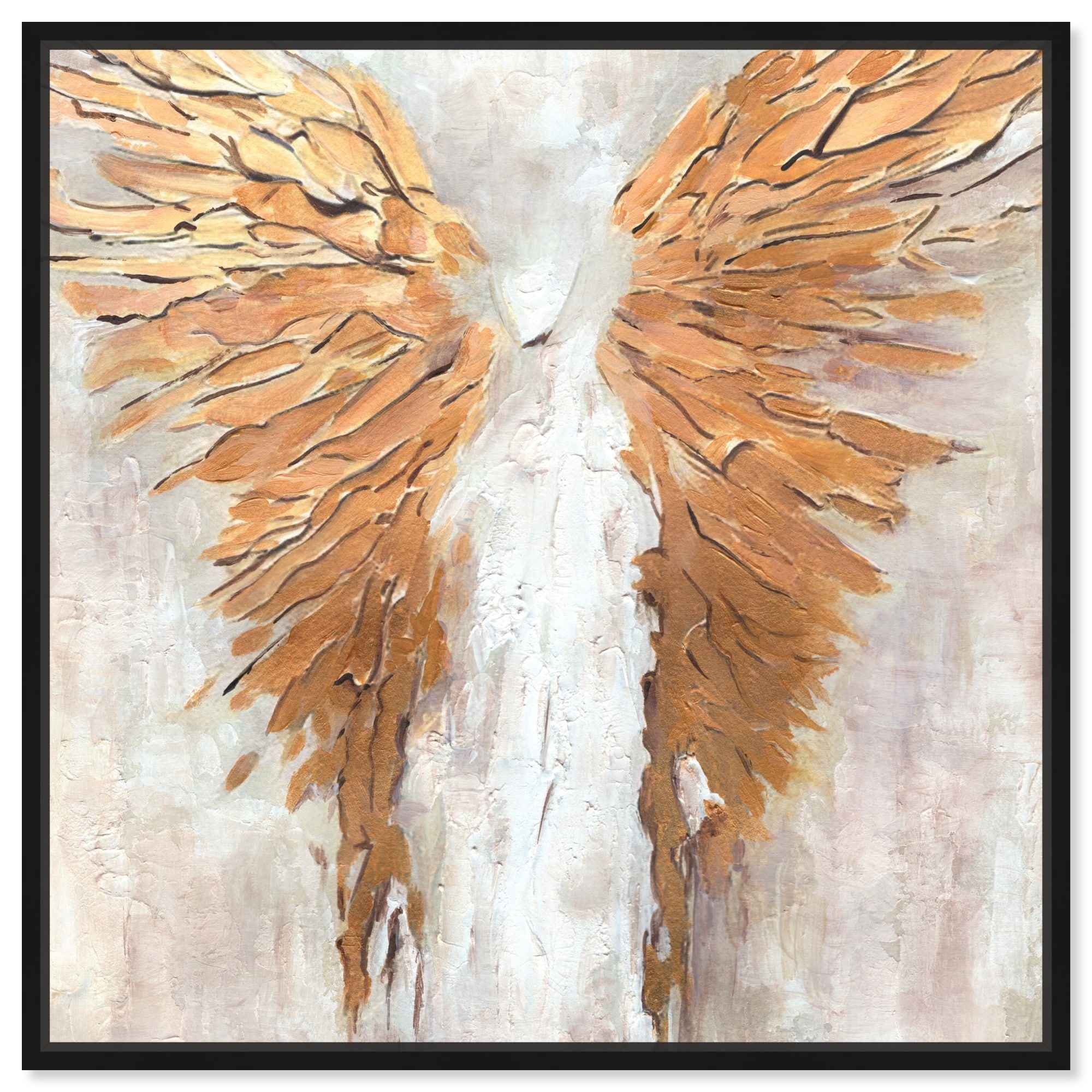 Golden Wings Canvas Elegant White Gold Wall Art by Art Remedy