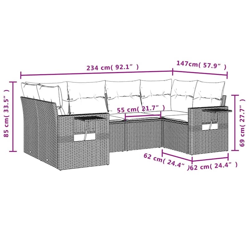 vidaXL Garden Sofa Set - 24.4 x 33.5 x 27.2