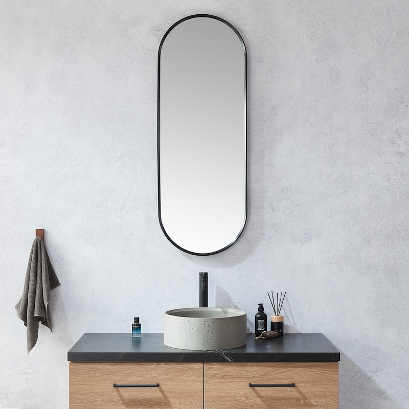 Vinnova Luarca 18 in. W x 48 in. H Oval Metal Wall Mirror