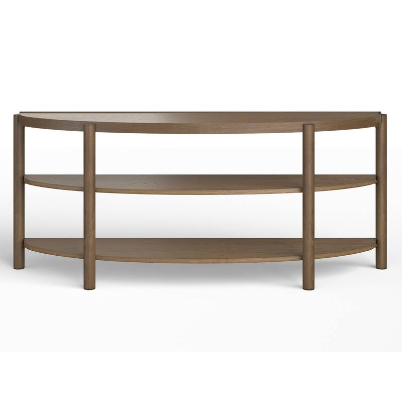 Magnussen Home Hadleigh Brown Honey Demilune Sofa Table - 61.75''W x 16''D x 29''H - 61.75''W x 16''D x 29''H