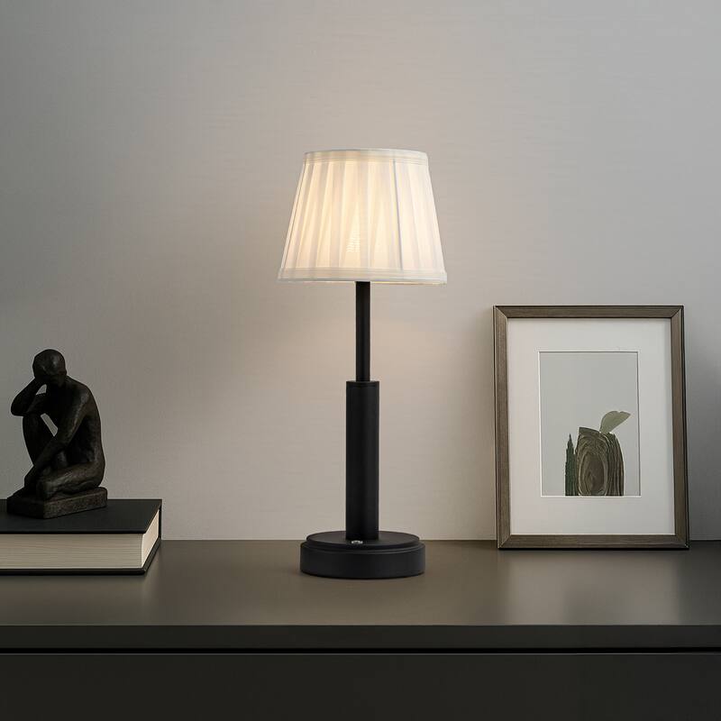 Modern Rechargeable LED Table Lamp with Fabric Shade Classic Touch Control USB Cordless Nightstand Light for Bedroom (2 Pack)