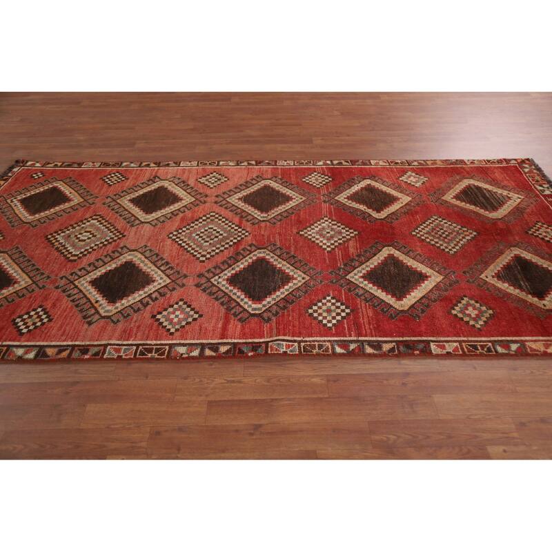 Hand Knotted Oriental 100% Wool Carpet Traditional Tribal Red Lori Runner Rug - 8' 10'' X 4' 5''