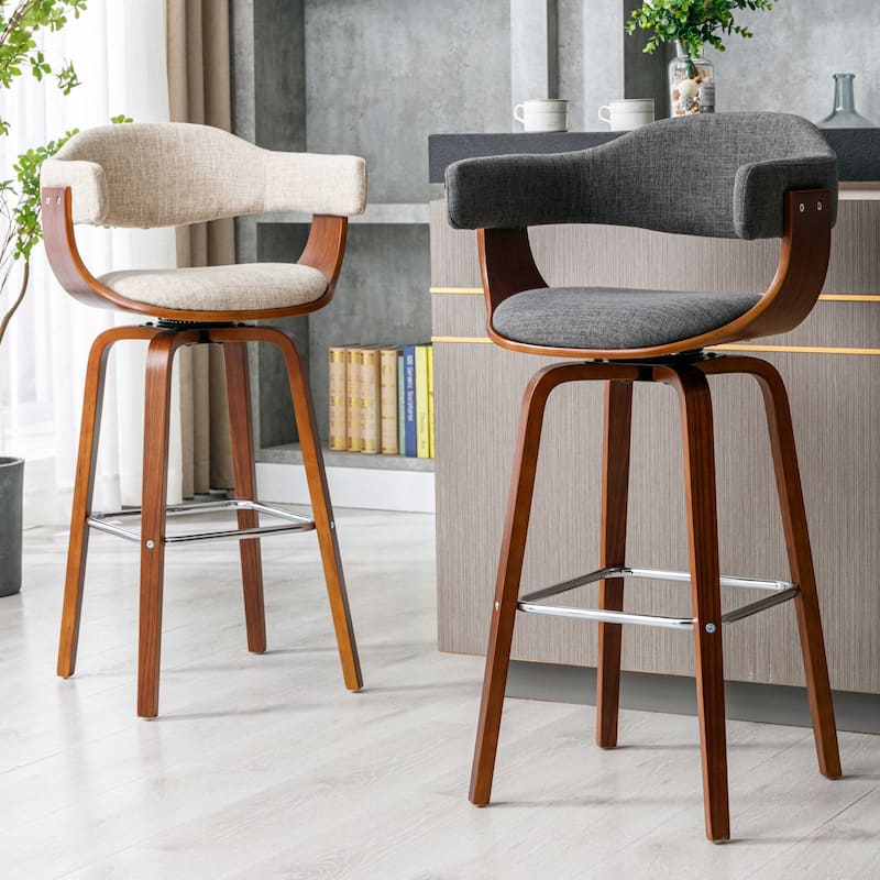 Porthos Home Xen Swivel Fabric Mid-Century Bar Stool