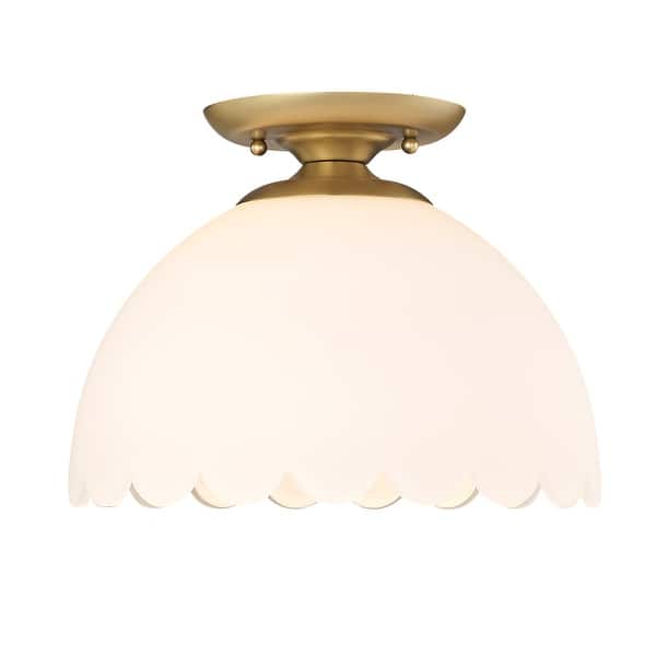 slide 2 of 8, Golden Lighting Dorinda 1-light Semi-Flush Mount in Brushed Champagne Brass Brushed Champagne Bronze