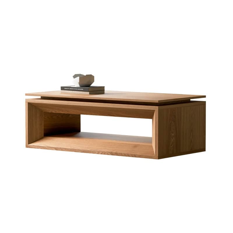 43.3" Lift-Top Coffee Table, Solid Wood Veneer Modern Accent Table with Storage and Adjustable Height