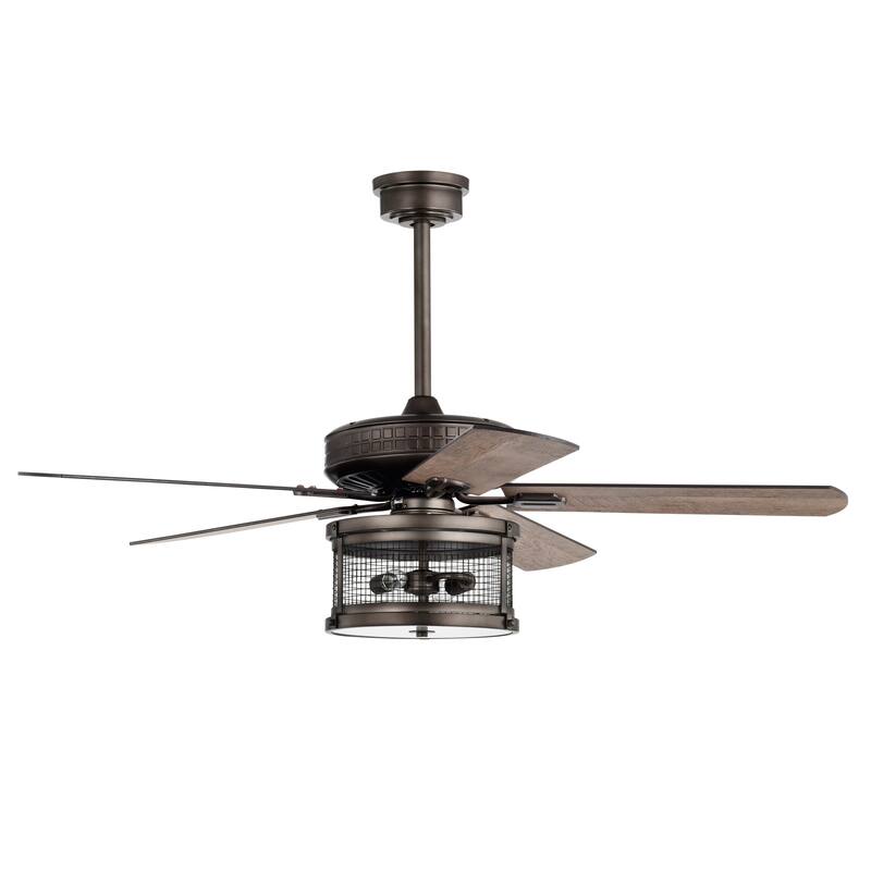 Cadence 52 Inch Oil Rubbed Bronze 2 Light, 5 Blades Lighted Ceiling Fan with Remote
