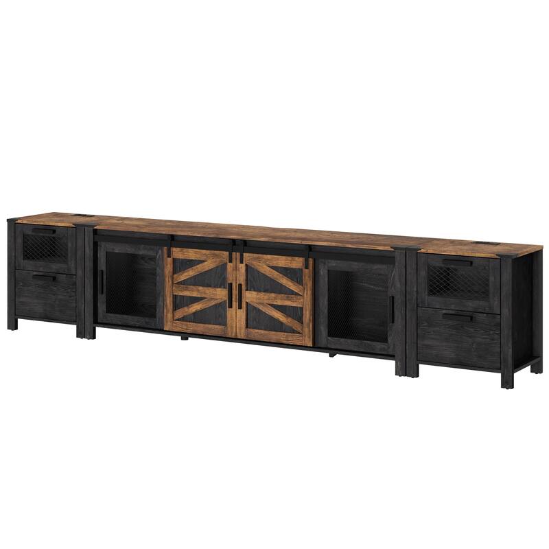 WAMPAT TV Stand set with Charging Station and Drawers - 1 Pack