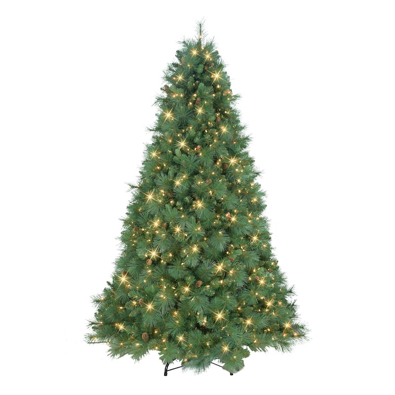 Puleo International 7.5 ft. Pre-Lit Christmas Tradition Pine Tree
