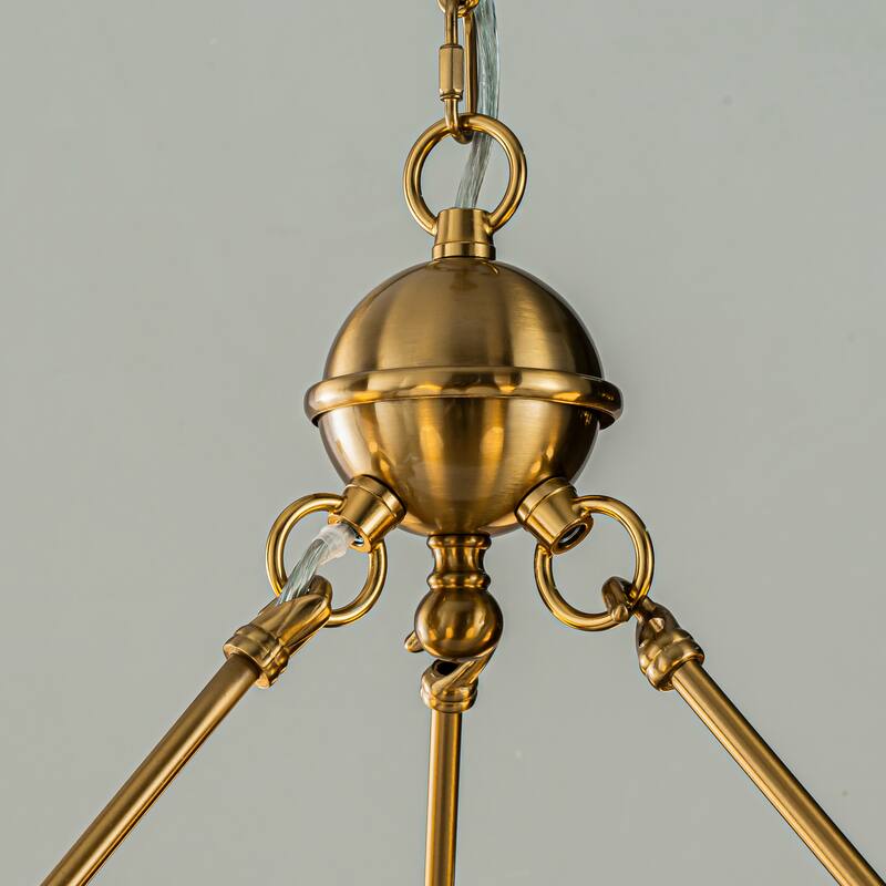 Vintage Chandelier 6-Light Classic Pendant Fixture with White Shades for Elegant Interior Lighting
