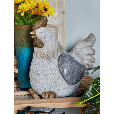 Gray Polystone Indoor Outdoor Chicken Decorative Garden Sculpture