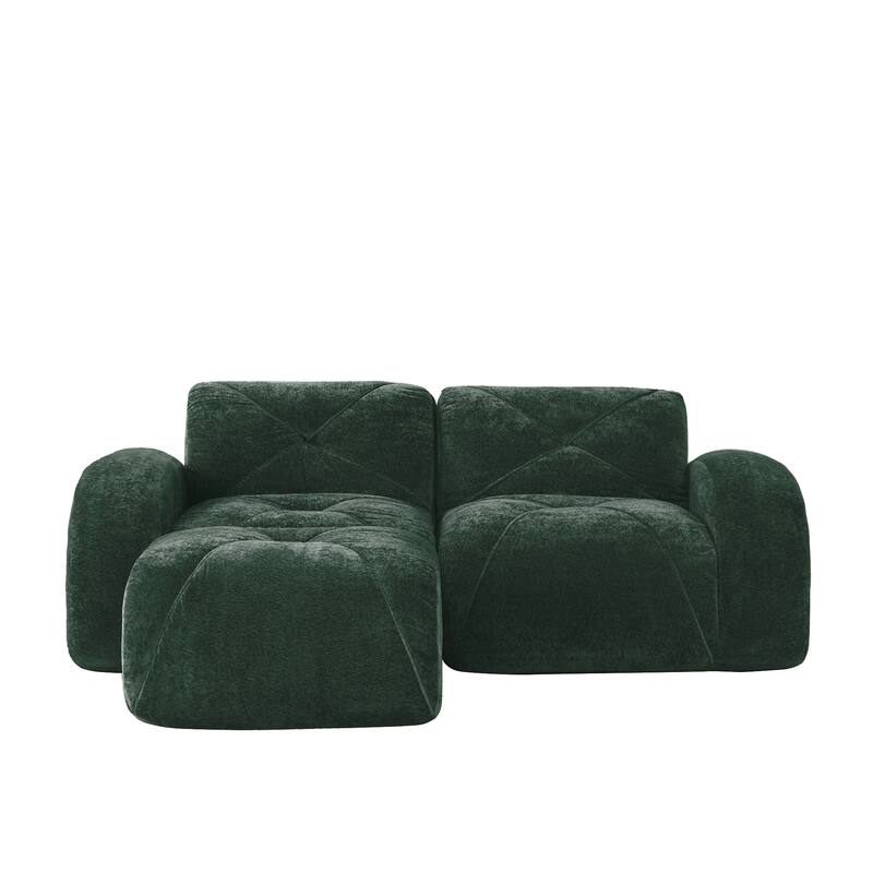 Velvet Tufted Loveseat Sofa Modular Couch, Boneless Deep Seat 2-Seater Couch, Available with/without Ottoman