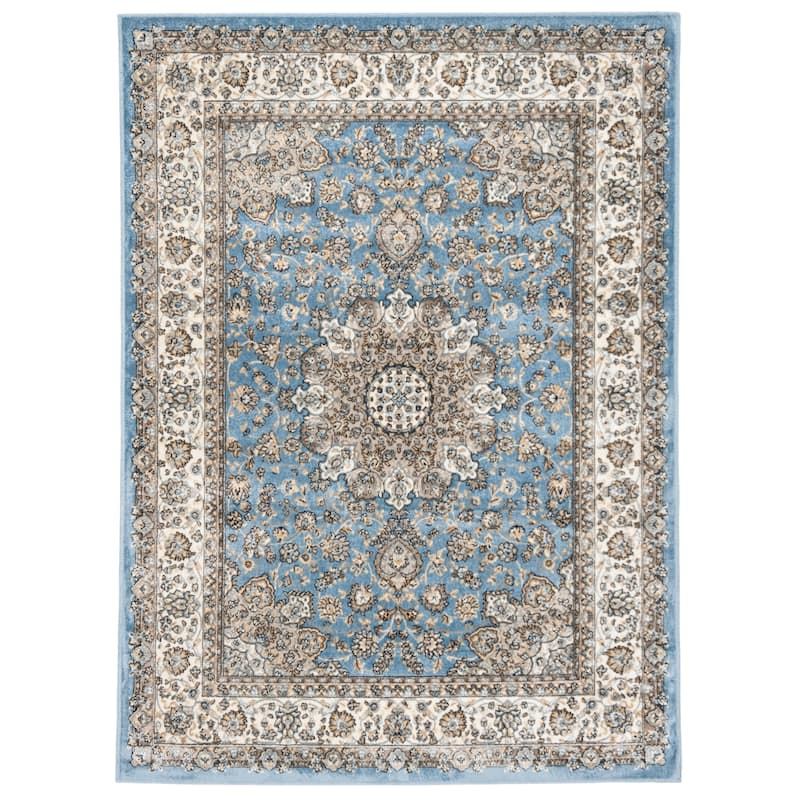SAFAVIEH Atlas Torgun Traditional Oriental Viscose Rug - 3'3" x 4'7" - Blue/Ivory