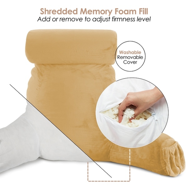 Nestl Backrest Reading Pillow with Arms Shredded Memory Foam Back Support Bed Rest Pillow On Sale Bed Bath Beyond 35418596
