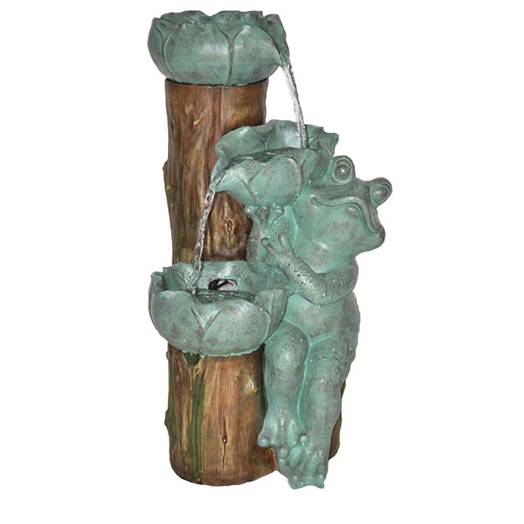 22.4" Resin Frog Fountain