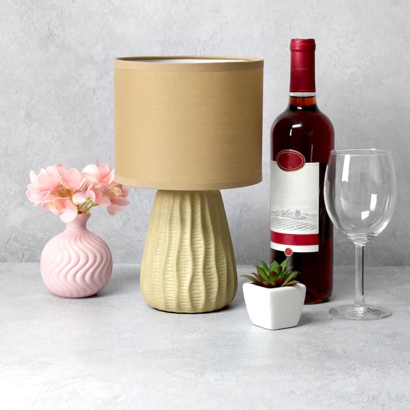Texture Ceramic Table Desk Lamp with Drum Shade - 11" - Tan