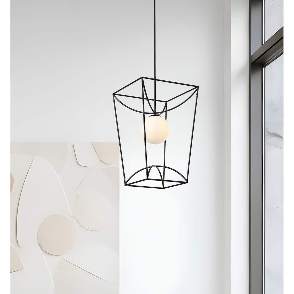 Rochefort Large 1-Light Black Globe Lantern Pendant Light