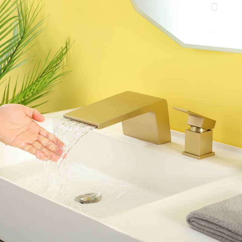 CASAINC Single Handle Deck Mount Bathroom Faucet in Brushed Gold
