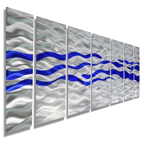 Statements2000 Blue / Silver Modern Abstract Metal Wall Art Painting by Jon Allen - Caliente Blue