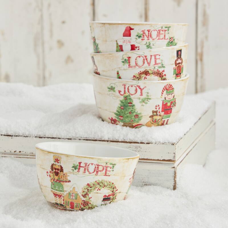 Certifed International Nutcracker Parade Set of 4 Ice Cream/Dessert Bowls 5.25" x 3" 4 Assorted Designs - 5.25 L x 5.25 W x 3 H