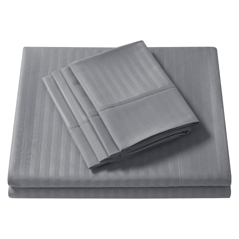 Sweet Home Collection 6 Piece Embossed Dobby Stripe Sheet Set, Double Brushed Microfiber.