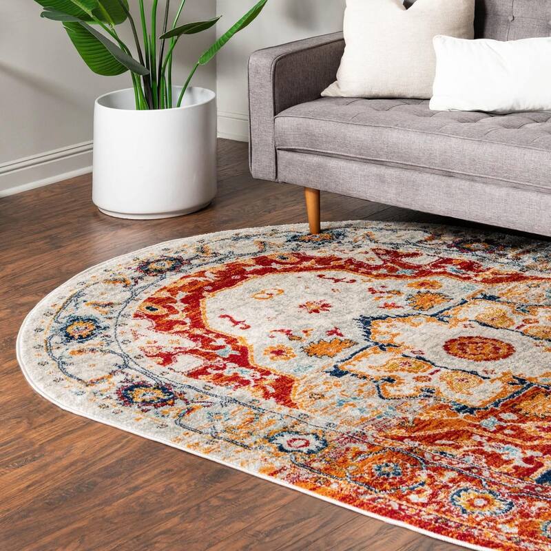 Transitional Anavine Collection Area Rug - 7'10"x10' Oval - Rust Red