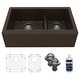 preview thumbnail 1 of 17, Karran Farmhouse/Apron-Front Quartz Double Bowl Kitchen Sink Kit Brown