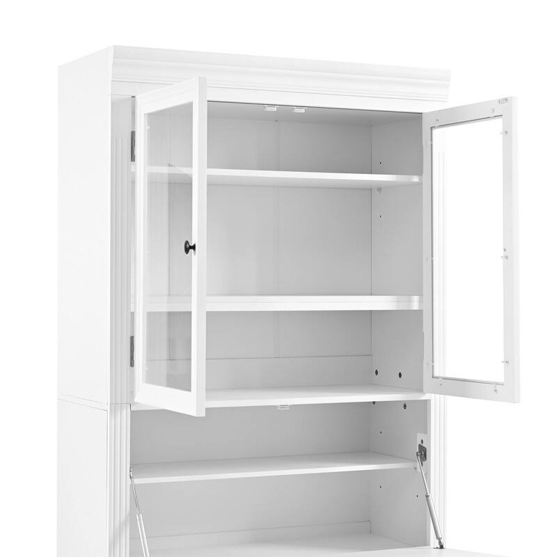 Freestanding 78" Tall Kitchen Pantry Storage Cabinet with Drop-Down Surface and Adjustable Shelves,Power Outlet for Organization