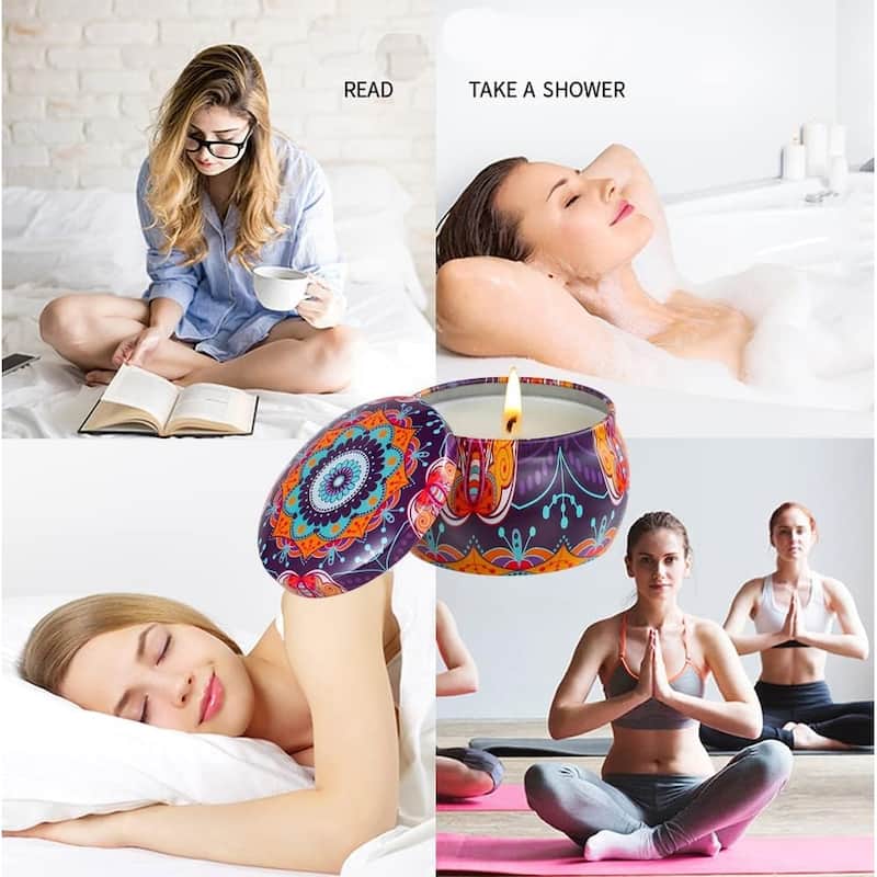 4-Piece Scented 4 oz Tin Candle Gift Set with Soy Wax (120H Burn Time)