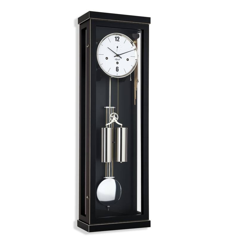 34" Black and Silver Modern Regulator Pendulum Wall Clock
