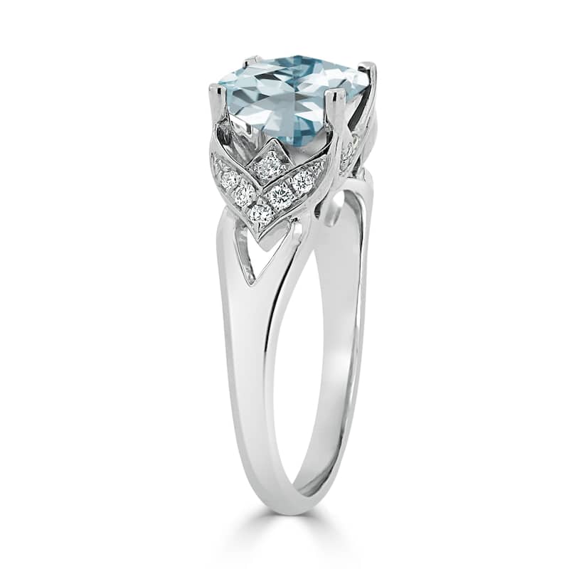 Auriya Modern 1 1/2ct Cushion-cut Aquamarine and Diamond Engagement Ring 1/6ctw 14k Gold