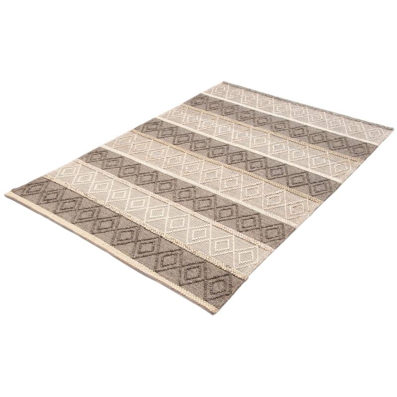 ECARPETGALLERY Braid weave Sienna Brown Wool Rug - 6'2 x 9'1