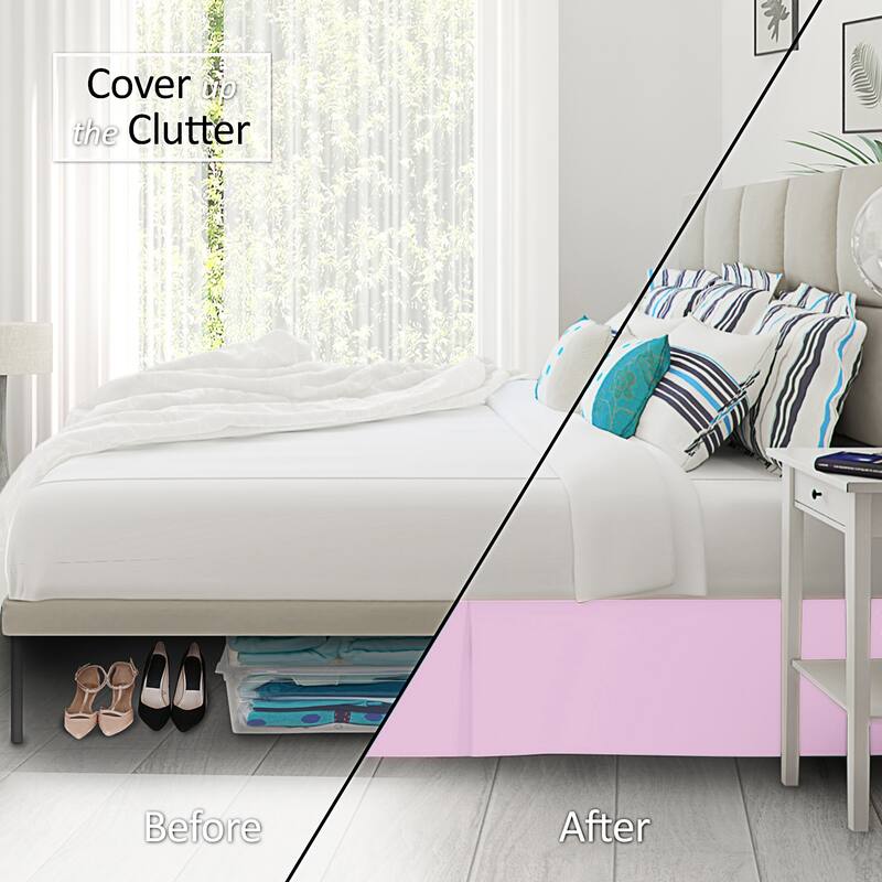 Clara Clark Pleated Bed Skirt-14 inch Tailored Drop - Soft Double Brushed Premium Microfiber Ruffle Bed Skirt - Includes 8 Pins